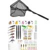 PLUSINNO 102Pcs Fishing Lures Baits Tackle, Fishing Net Fish Landing Net 12"/31cm Hoop Size (Fixed Pole) view 1