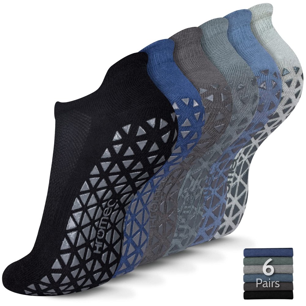 Hromec Non Slip Yoga Socks with Grips for Pilates, Ballet, Barre, Barefoot,Bikram,Hospital Anti Skid Socks for Women and Men