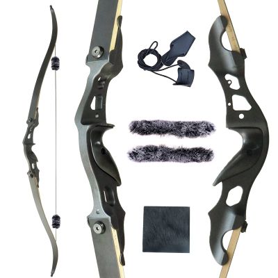Black Hunter Recurve Bow for Adults Archery Bow Archery Set Adult Longbow 60" 20-55 lbs Right Hand Aluminium Alloy Riser with Arrow Rest for Outdoor Targeting Practice Competition (40lbs)