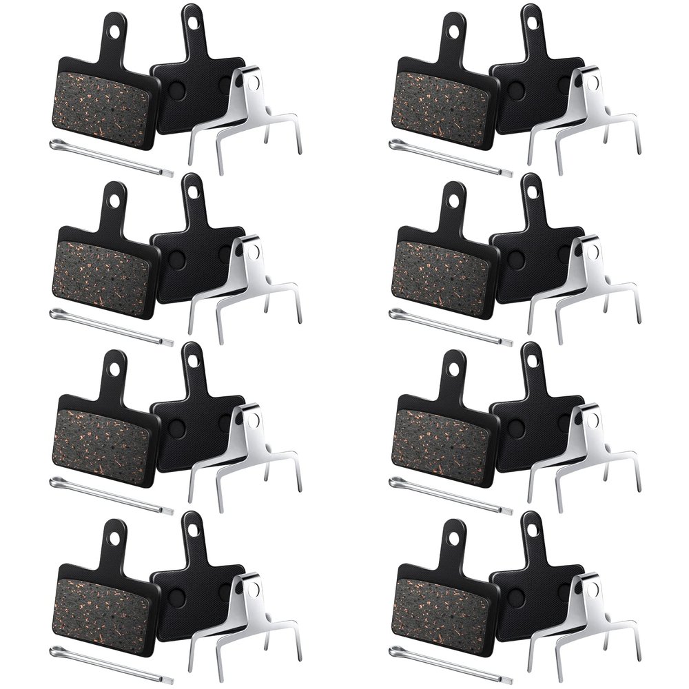 BBTO 8 Pairs Bike Brake Pads Compatible with Trp Tektro Shimano Deore Brakes Bike Disc Bike Brake Pads(Copper Semi Metallic,Black)