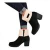 Bcshiye Winter Boots for Women Comfort Slip On Mid Chunky Heel Suede Snow Ankle Boots Warm Fur Lined Outdoor Calf Boots view 1