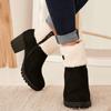 Bcshiye Winter Boots for Women Comfort Slip On Mid Chunky Heel Suede Snow Ankle Boots Warm Fur Lined Outdoor Calf Boots view 3