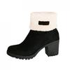 Bcshiye Winter Boots for Women Comfort Slip On Mid Chunky Heel Suede Snow Ankle Boots Warm Fur Lined Outdoor Calf Boots view 4