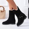 Bcshiye Women's Snow Boot Suede Warm Fur Lined Anti-Slip Boot Chunky Low Heel Round Toe Winter Snow Ankle Booties view 2