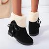 Bcshiye Women's Snow Boot Suede Warm Fur Lined Anti-Slip Boot Chunky Low Heel Round Toe Winter Snow Ankle Booties view 4
