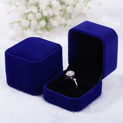 YZWDTGS 2 Pack Velvet Ring Boxes, Earring Pendant Jewelry Case, Ring Earrings Gift Boxes, Jewellry Display (Dark Blue)