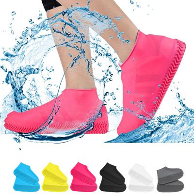 VBoo Waterproof Shoe Covers, Non-Slip Water Resistant Overshoes Silicone Rubber Rain Shoe Cover Outdoor cycling Protectors apply to Men, Women, Kids (Small, Pink)