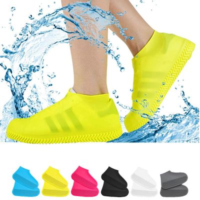 VBoo Waterproof Shoe Covers, Non-Slip Water Resistant Overshoes Silicone Rubber Rain Shoe Cover Outdoor cycling Protectors apply to Men, Women, Kids (Medium, Yellow)
