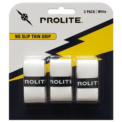 PROLITE No Slip Thin Grip - 3 Pack for Pickleball Paddles, Tennis, Racquetball, Squash, Platform Tennis, Badminton and More (White)