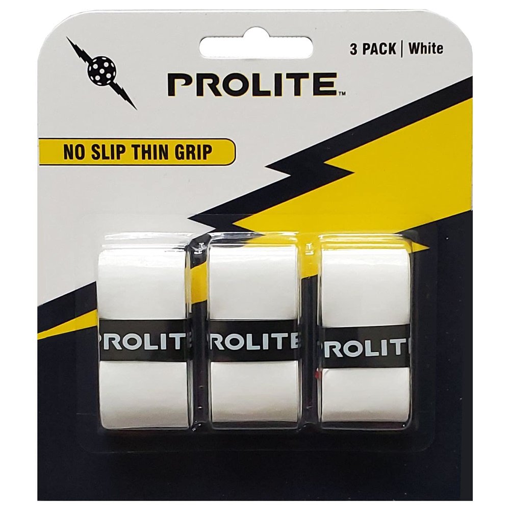 PROLITE No Slip Thin Grip - 3 Pack for Pickleball Paddles, Tennis, Racquetball, Squash, Platform Tennis, Badminton and More (White)