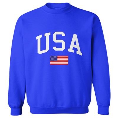 USA Word with Flag - United States Toddler Fleece Crewneck Sweater (Royal Blue, 2T)
