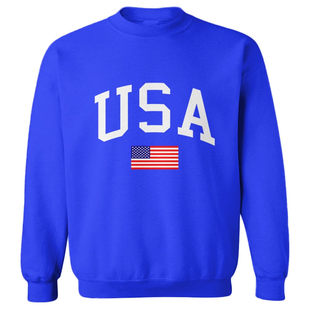USA Word with Flag - United States Toddler Fleece Crewneck Sweater (Royal Blue, 2T)