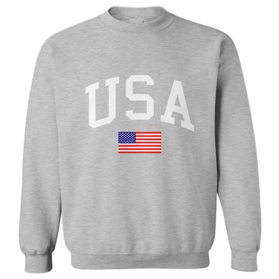 USA Word with Flag - United States Toddler Fleece Crewneck Sweater (Light Gray, 4T)