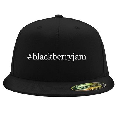 #blackberryjam - Embroidered Adjustable Fit Structured Flat Bill Fitted Hat | Trendy Baseball Cap for Men and Women | Modern Cap in Snapback Closure | Black | Small/Medium