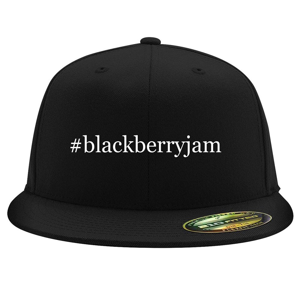 #blackberryjam - Embroidered Adjustable Fit Structured Flat Bill Fitted Hat | Trendy Baseball Cap for Men and Women | Modern Cap in Snapback Closure | Black | Small/Medium