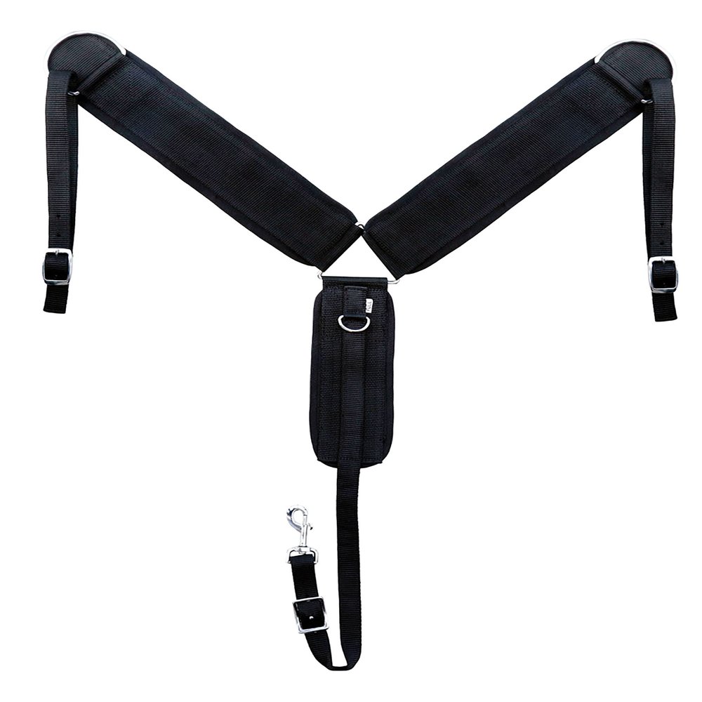 Western Horse Tack 3-3/4" W Black Nylon Neoprene Straight Breast Collar 5501BK