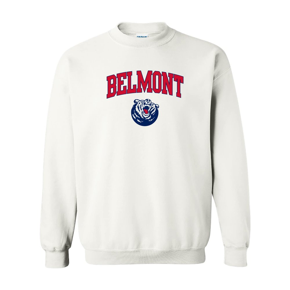 UGP Campus Apparel AW03 - Belmont University Bruins Arch Logo Crewneck Sweatshirt - 2X-Large - White