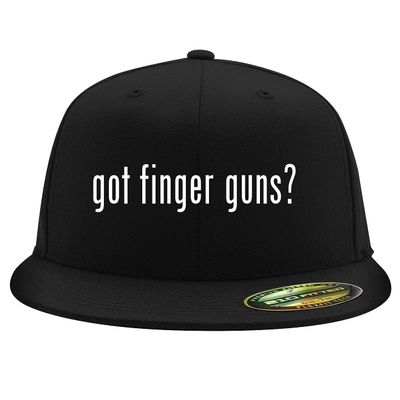 got Finger Guns? - Embroidered Adjustable Fit Structured Flat Bill Fitted Hat | Trendy Baseball Cap for Men and Women | Modern Cap in Snapback Closure | Black | Small/Medium