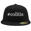 #Colitis - Embroidered Adjustable Fit Structured Flat Bill Fitted Hat | Trendy Baseball Cap for Men and Women | Modern Cap in Snapback Closure | Black | Small/Medium view 1