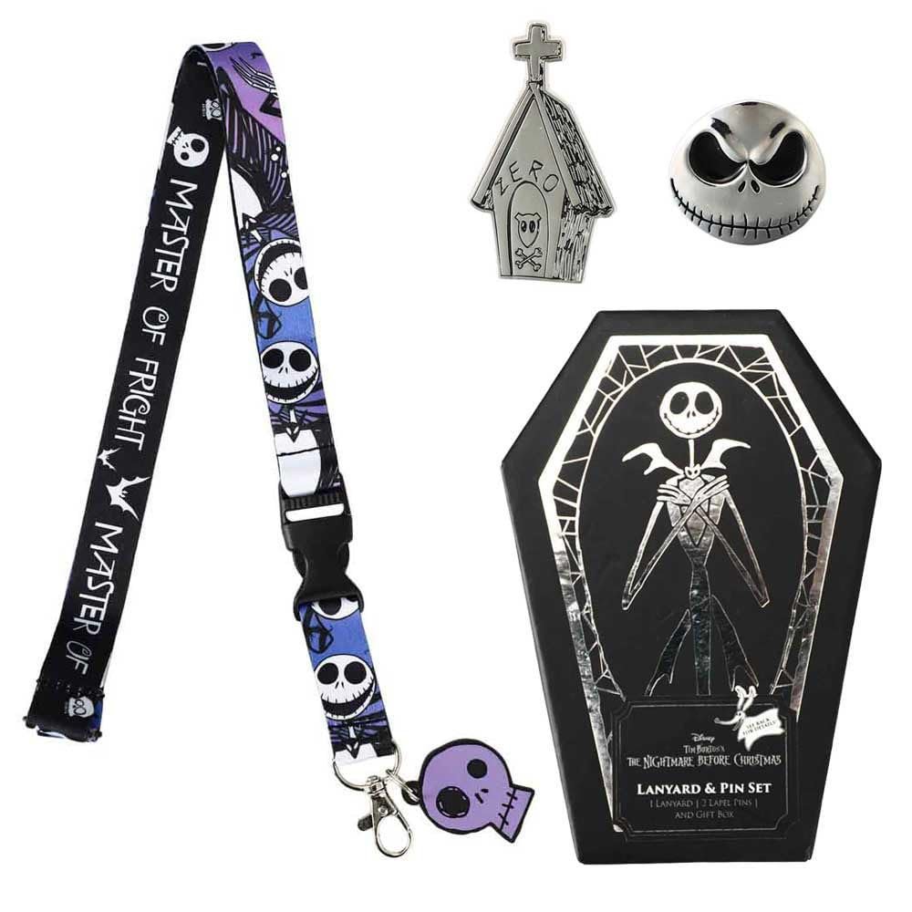 Jack Skellington Zero Doghouse Master of Fright Lanyard Lapel Pin Box Set OSFA