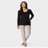 32 Degrees Heat Womens Heavyweight Baselayer Crew Neck Long Sleeve Fleece Top, Black, Small view 2