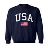 Haase Unlimited USA Word With Flag - United States Youth Fleece Crewneck Sweater (Navy Blue, Large (Youth)) view 1