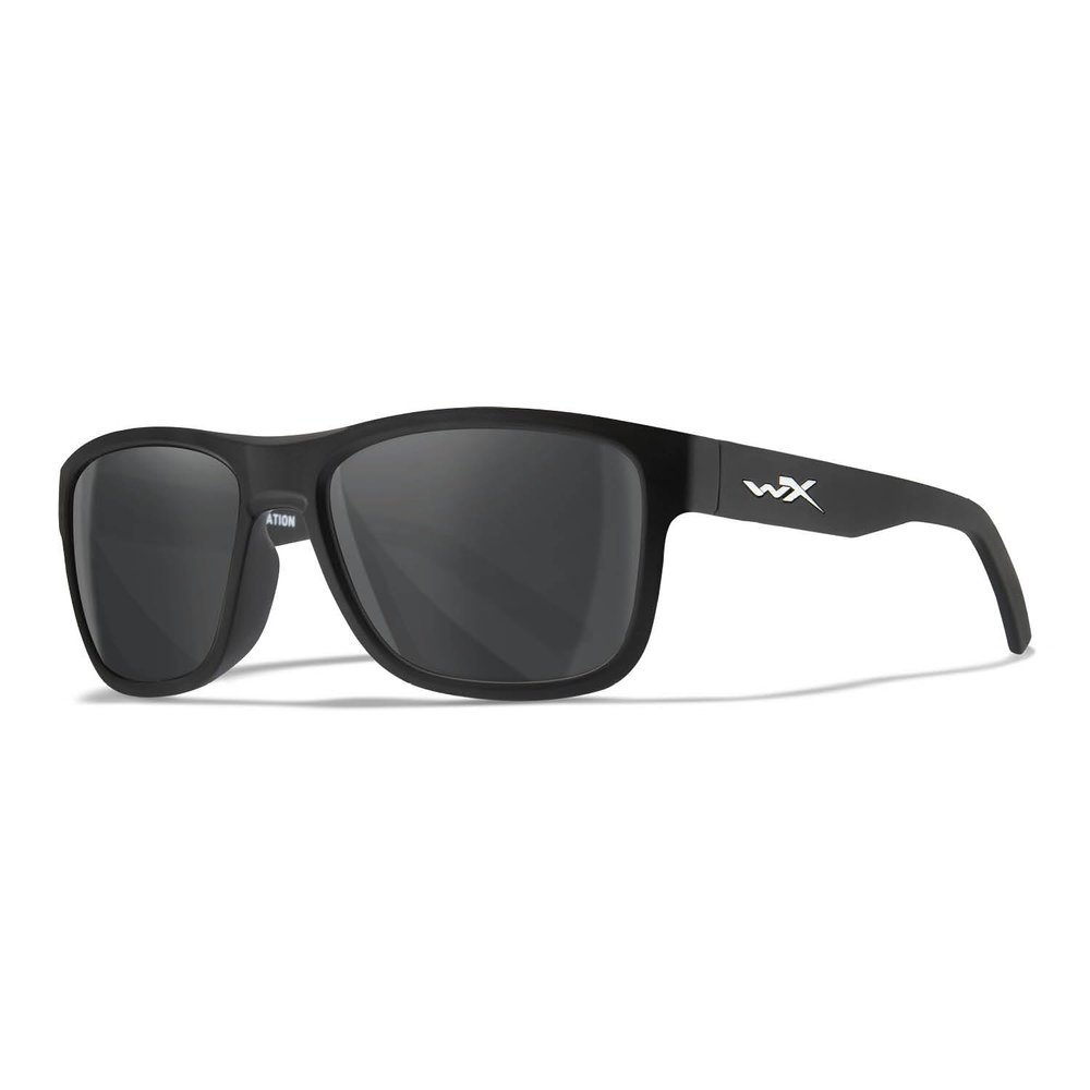 Wiley X Ovation Sunglasses, Safety Glasses for Men and Women, UV Eye Protection for Shooting, Fishing, Biking, and Extreme Sports, Matte Black Frames, Smoke Grey Tinted Lenses