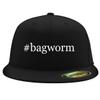 #Bagworm - Embroidered Adjustable Fit Structured Flat Bill Fitted Hat | Trendy Baseball Cap for Men and Women | Modern Cap in Snapback Closure | Black | Large/X-Large view 1