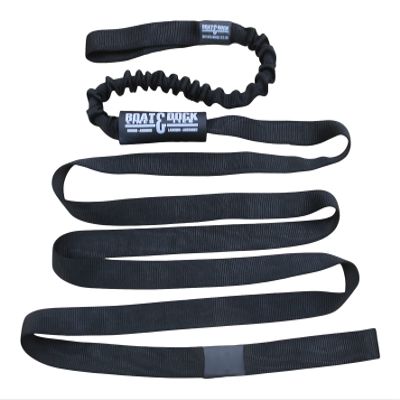 Boat Lines & Dock Ties Sand Anchor Tie Off Strap with Bungee - Made in USA (Black, 10 Feet)