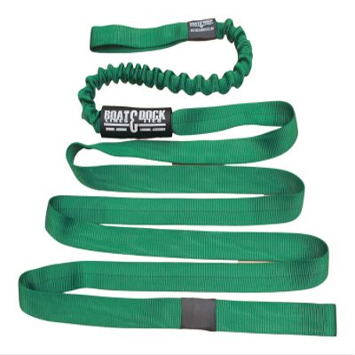 Boat Lines & Dock Ties Sand Anchor Tie Off Strap with Bungee - Made in USA (Green, 10 Feet)