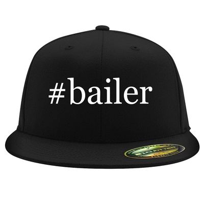 #Bailer - Embroidered Adjustable Fit Structured Flat Bill Fitted Hat | Trendy Baseball Cap for Men and Women | Modern Cap in Snapback Closure | Black | Large/X-Large