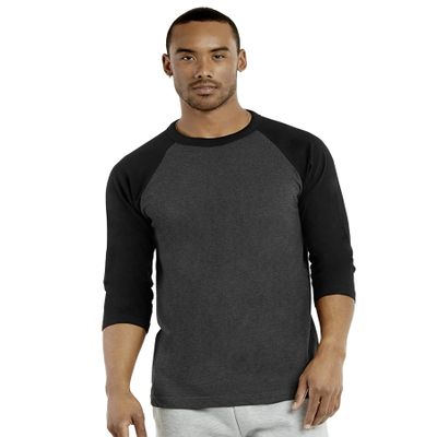 TOP PRO Men's 3/4 Sleeve Casual Raglan Jersey Baseball Tee Shirt (2XL, Black/Charcoal)