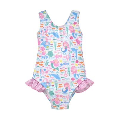 Flap Happy baby girls Upf 50+ Delaney Hip Ruffle One Piece Swimsuit, Fantasea Mermaid, 12 Months US
