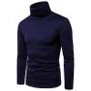 Mens Slim Fit Lightweight Fall Long Sleeve Pullover Top Basic Turtleneck T Shirt Blouse Solid Casual Knitted Tshirt Navy view 2