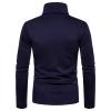 Mens Slim Fit Lightweight Fall Long Sleeve Pullover Top Basic Turtleneck T Shirt Blouse Solid Casual Knitted Tshirt Navy view 3