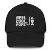 CreativeTees4You Reel Cool Pops Fishing Fisherman Gift Embroidered Dad Hat Adjustable Cotton Cap Black view 1