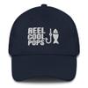 CreativeTees4You Reel Cool Pops Fishing Fisherman Gift Embroidered Dad Hat Adjustable Cotton Cap Navy view 1