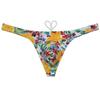 OROCOJUCO Sexy Men's Swim Thong Bikini Swimwear Board Surf Short Trunks Contour Pouch Tangas Swimsuit Yellow Peony L view 1