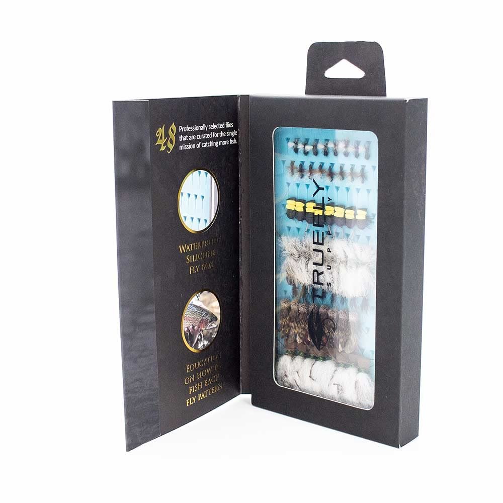 TrueFly Supply Private Reserves Terrestrial Collection Grasshoppers Beetles Ants Fly Assortment 48 Flies in a Waterproof Silicone Fly Box