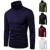 Mens Slim Fit Lightweight Fall Long Sleeve Pullover Top Basic Turtleneck T Shirt Blouse Solid Casual Knitted Tshirt White view 1