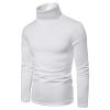 Mens Slim Fit Lightweight Fall Long Sleeve Pullover Top Basic Turtleneck T Shirt Blouse Solid Casual Knitted Tshirt White view 2