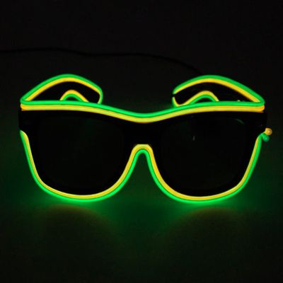 Neon LED Glasses, Flashing Shutter Neon Glowing Glasses Neon EL Wire Shutter Glasses with 4 Modes for Nightclubs, DJ, Concert, Halloween (Green Yellow)