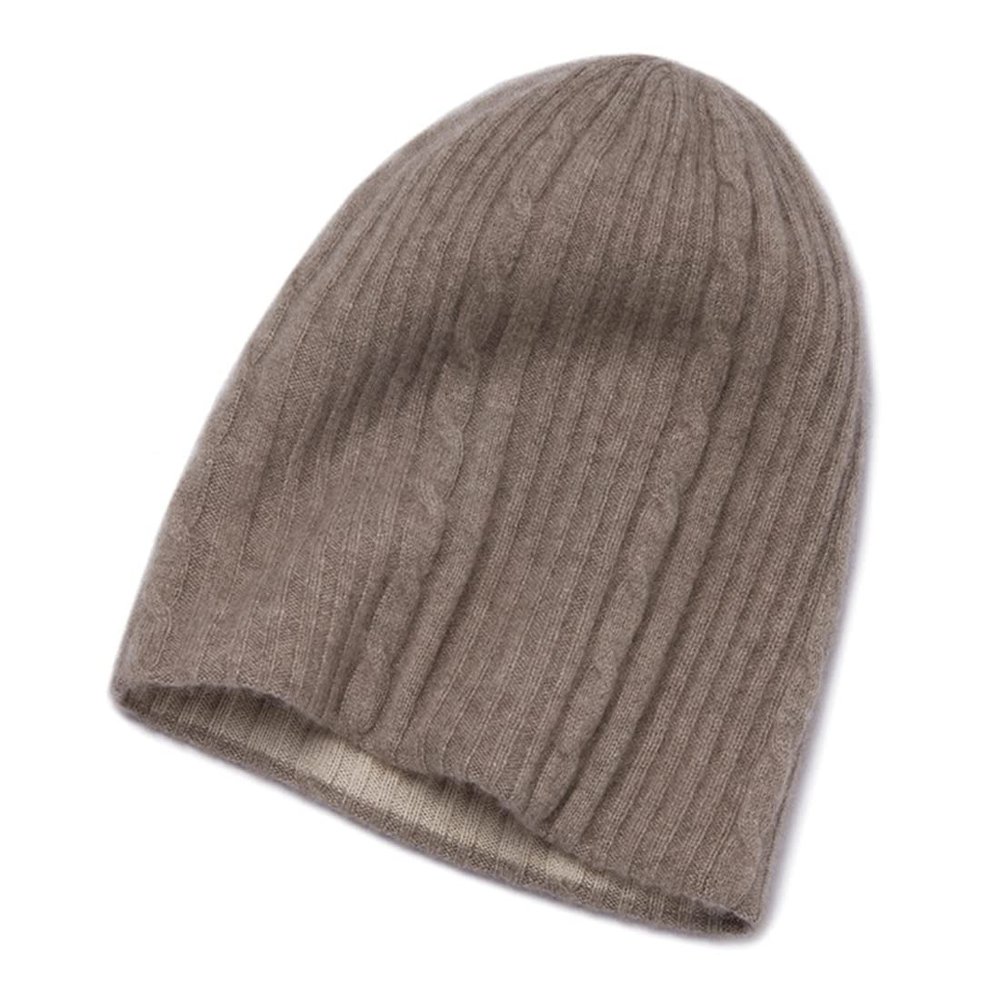 Warm Unisex Cashmere Knit Earflap Skull Cap,Fashion Double Layer, Christmas and Birthday Gift. Brown