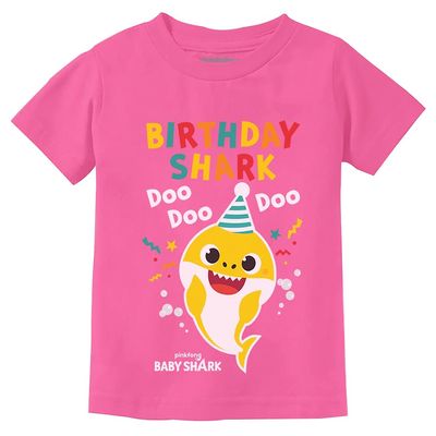 Baby Shark Doo Doo Shirt - Cute Party Tee for 1st or 2nd Birthday, Fun T-Shirt for Infant, Toddler Boys and Girls 12M Pink