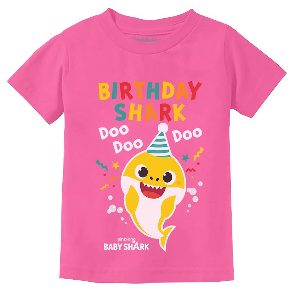 Baby Shark Doo Doo Shirt - Cute Party Tee for 1st or 2nd Birthday, Fun T-Shirt for Infant, Toddler Boys and Girls 12M Pink