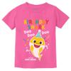 Baby Shark Doo Doo Shirt - Cute Party Tee for 1st or 2nd Birthday, Fun T-Shirt for Infant, Toddler Boys and Girls 12M Pink view 1