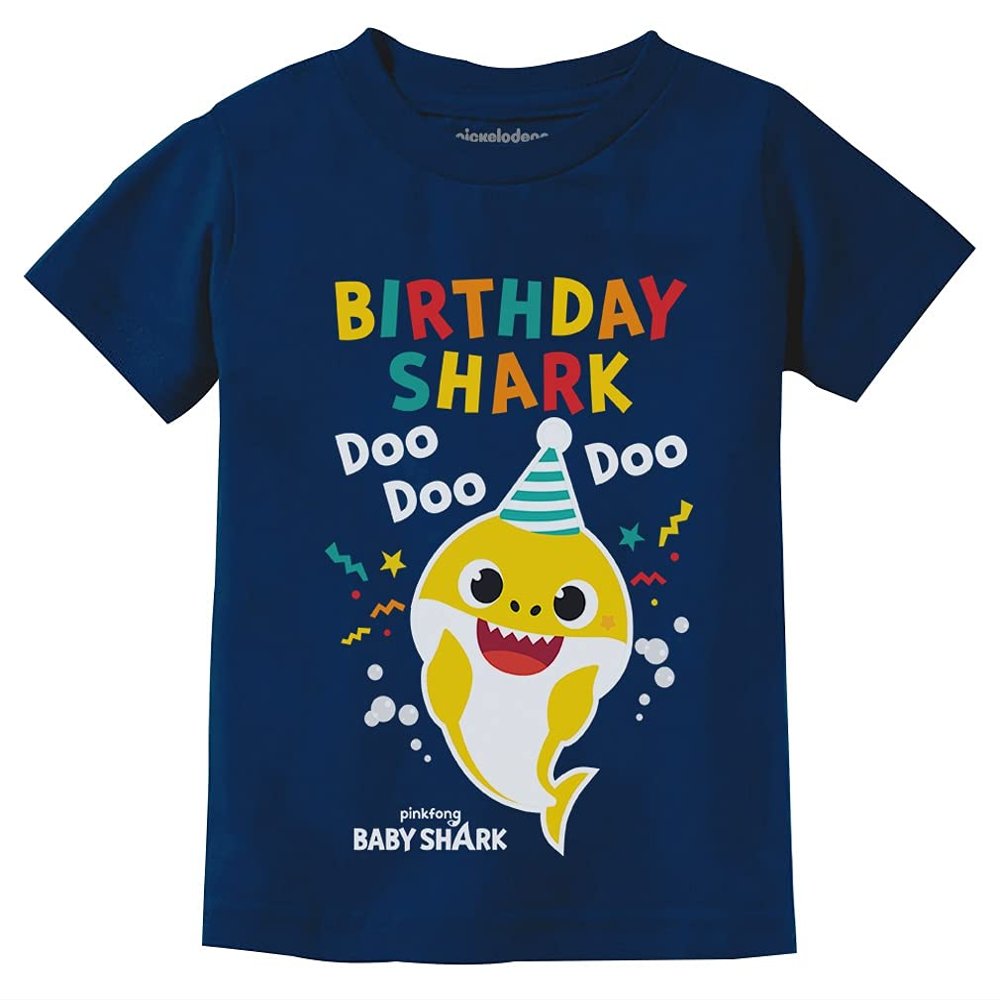 Baby Shark Doo Doo Shirt - Cute Party Tee for 1st or 2nd Birthday, Fun T-Shirt for Infant, Toddler Boys and Girls 6M Navy