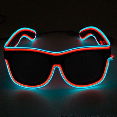 Neon LED Glasses, Flashing Shutter Neon Glowing Glasses Neon EL Wire Shutter Glasses with 4 Modes for Nightclubs, DJ, Concert, Halloween (Blue Orange)