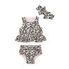 Mud Pie Girls Reversible Swimsuit & Headband Set, Leopard, 9 Months view 3