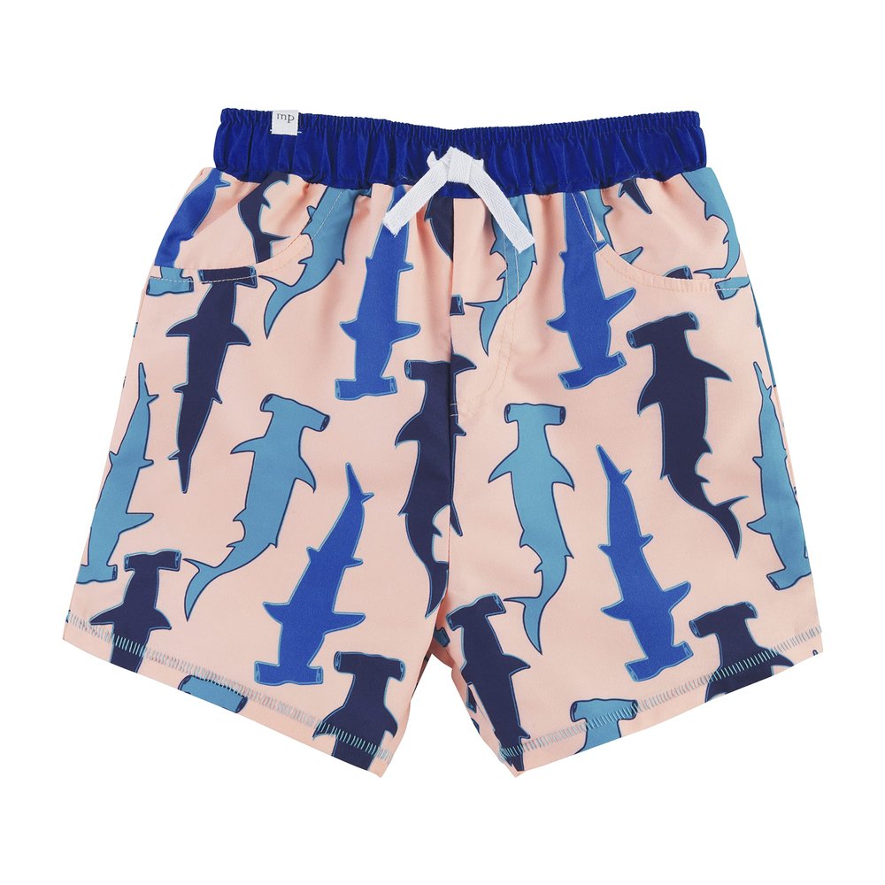 Mud Pie Boys Swim Trunks, Shark, Large
